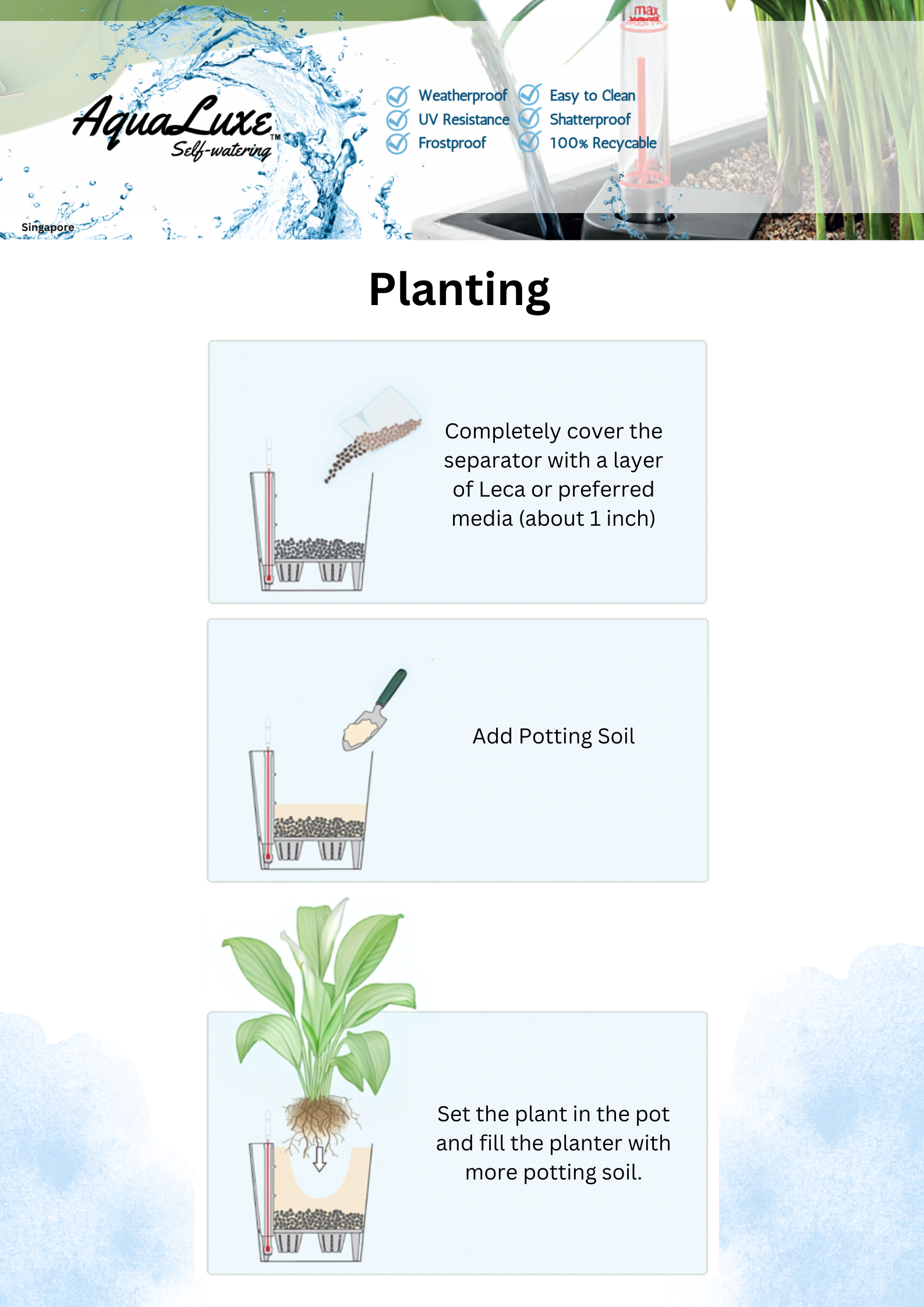 AquaLuxe Self Watering planting